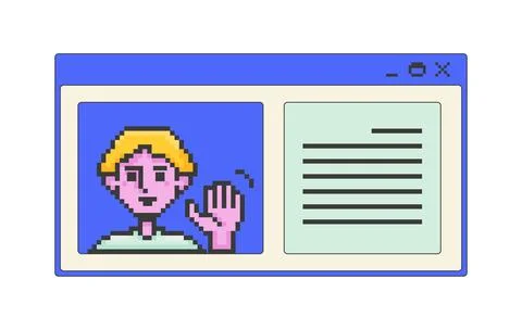 User profile pixel art popup window UI overlay Stock Illustration