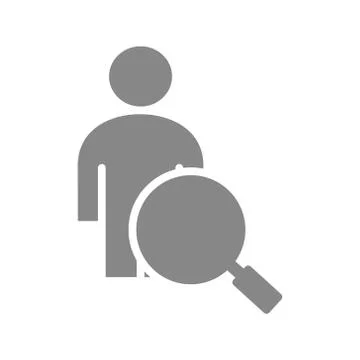 User profile profile with magnifying glass gray icon. Looking for people Stock Illustration