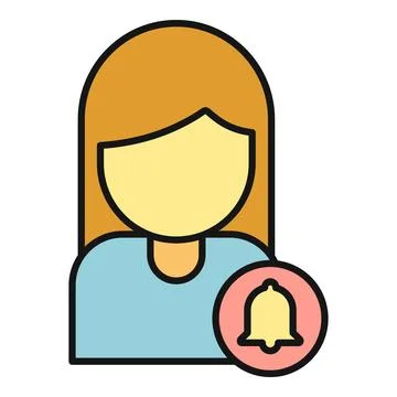 User profile receiving notification bell alert icon Stock Illustration
