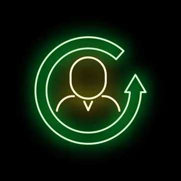 User profile refresh update icon in neon Stock Illustration