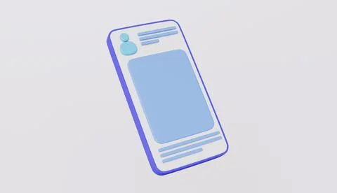 User profile on screen mobile phone, Marketing time concept 3d illustration Stock Illustration