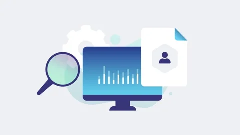 User profile search animation reveals CRM data discovery in smooth 15-second 2D Stock Footage 321380333