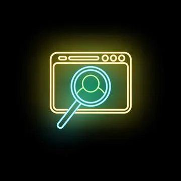 User profile search browsing website neon icon Stock Illustration