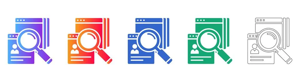 User Profile Search Icon Set for CRM Systems Stock Illustration