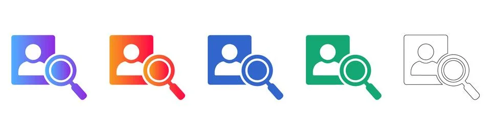User Profile Search Verification Icon Set Illustration
