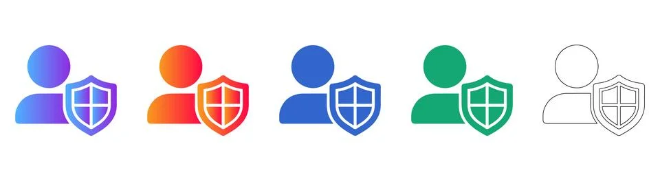 User Profile Security Icons Collection Digital Identity Protection Graphics イラスト素材