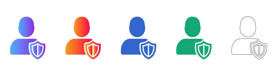 User Profile Security Protection Icon Set 스톡 일러스트