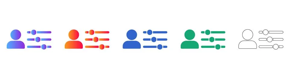 User Profile Settings Adjustment Icon Set Stock Illustration