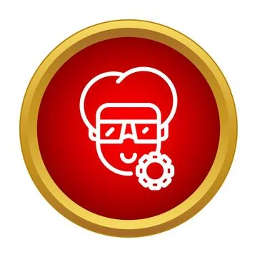 User profile settings icon on red button イラスト素材