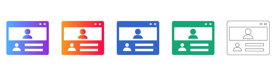 User Profile Settings Icons in Five Design Styles Stockillustratie