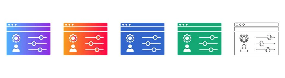 User Profile Settings Interface Icons 스톡 일러스트