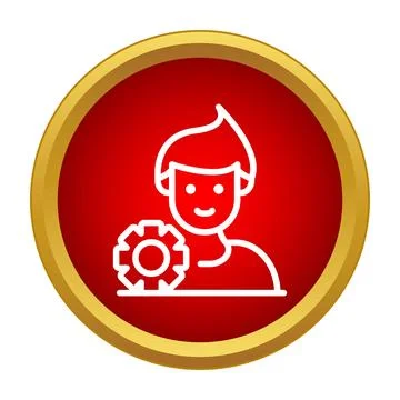 User profile settings on a red button icon 스톡 일러스트