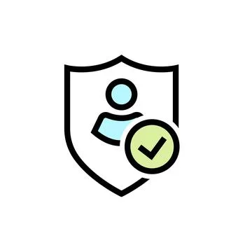 User profile with shield and check mark . Secure profile. Vector illustration Stock Illustration