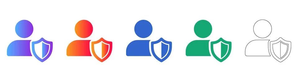 User Profile Shield Icon Set Stock Illustration