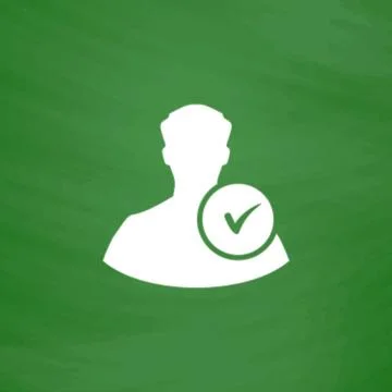 User profile sign web icon with check mark glyph Stock Illustration