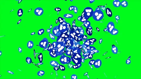 User profile signs particles isolated on green background. Social media symbols 스톡 동영상 253813784