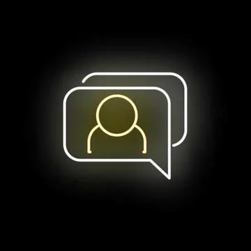User profile speech bubble glowing neon communication Stock Illustration