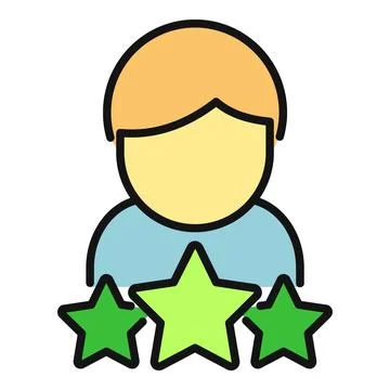 User profile with star rating and feedback icon Stock Illustration