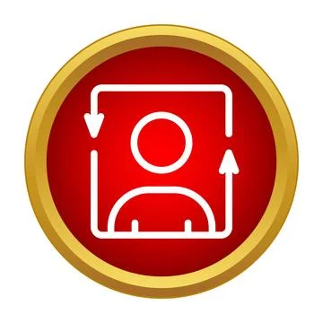 User profile transferring data icon on red background Illustrazione stock