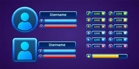 User profile ui game elements with avatars Stock Illustration