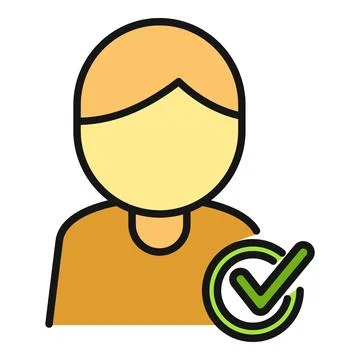 User profile validating identity with green checkmark Stock Illustration