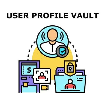 User profile vault securing personal data concept Stockillustratie