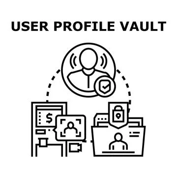 User profile vault securing personal data concept Stock Illustration