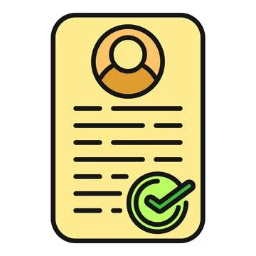 User profile verification document with green checkmark Illustrazione stock
