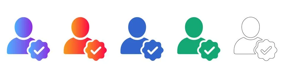 User Profile Verification Icon Set Ilustración de archivo