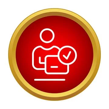 User profile with verified checkmark icon on red circle Stock Illustration
