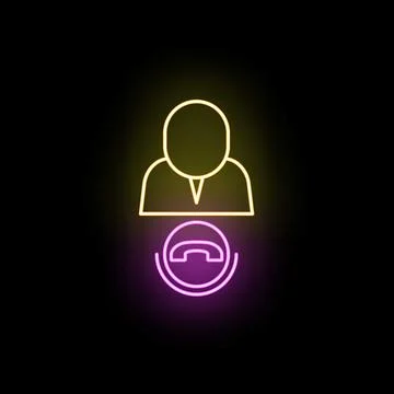 User profile with vibrating phone call neon icon Stock Illustration