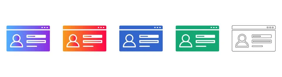 User Profile Window Icons for Web and App Interface Design Stock Illustration