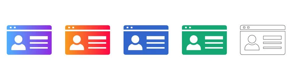User Profile Window Icons for Web and App Interface Design Stock Illustration