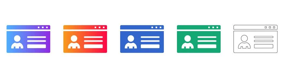 User Profile Window Icons for Web and App Interface Design Stock Illustration