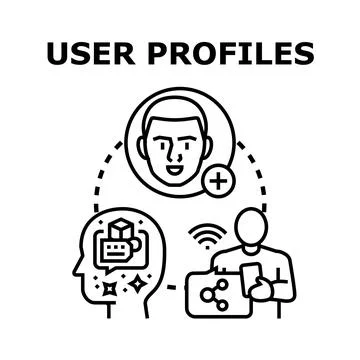 User profiles concept developing digital identity online 库存插图