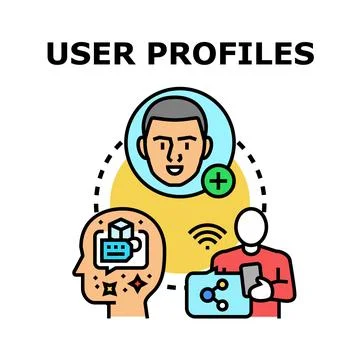 User profiles concept developing digital identity online Stock Illustration