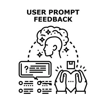 User prompt feedback process reviewing ideas and concepts Stock Illustration