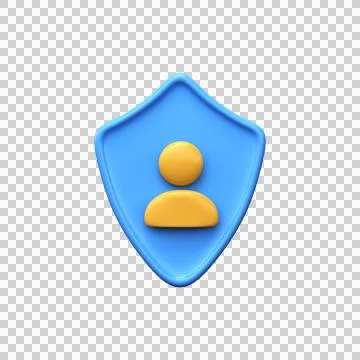 User protection. 3d user icon with shield sign Illustrazione stock