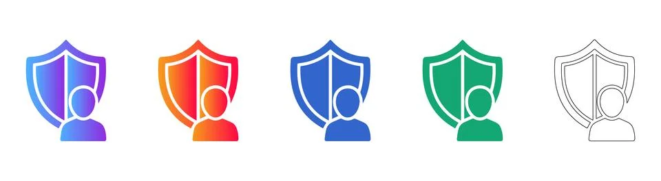 User Protection and Security Shield Icons Stock Illustration
