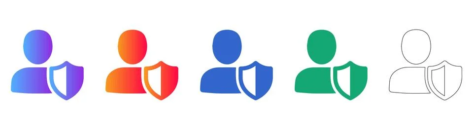 User Protection Shield Icon Collection Stock Illustration