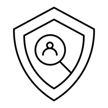 User protection thin line icon. Shield and user search vector illustration 스톡 일러스트