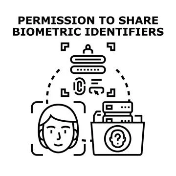 User providing biometric identifiers for data access permission Stock Illustration