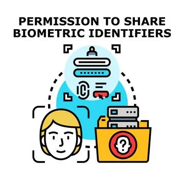 User providing biometric identifiers for data access permission Stock Illustration