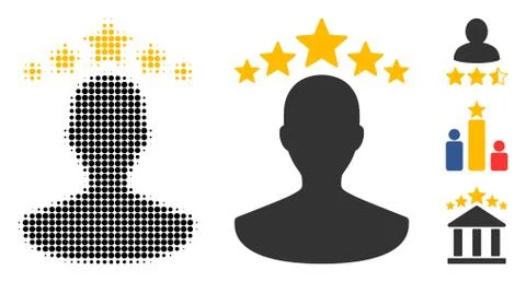 User Rating Halftone and Solid Icon Stock Illustration