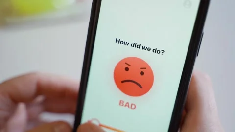 User rating service quality through mobile app close-up Stock Footage 340388763