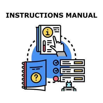 User reading instructions manual for setup and troubleshooting Stock Illustration