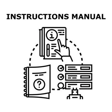 User reading instructions manual for setup and troubleshooting Stock Illustration