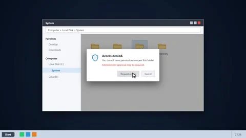 User receives access denied notification on computer operating system. 4K Stock Footage 341694003