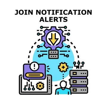 User receiving digital notification alerts system Illustrazione stock