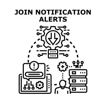 User receiving digital notification alerts system Stock Illustration